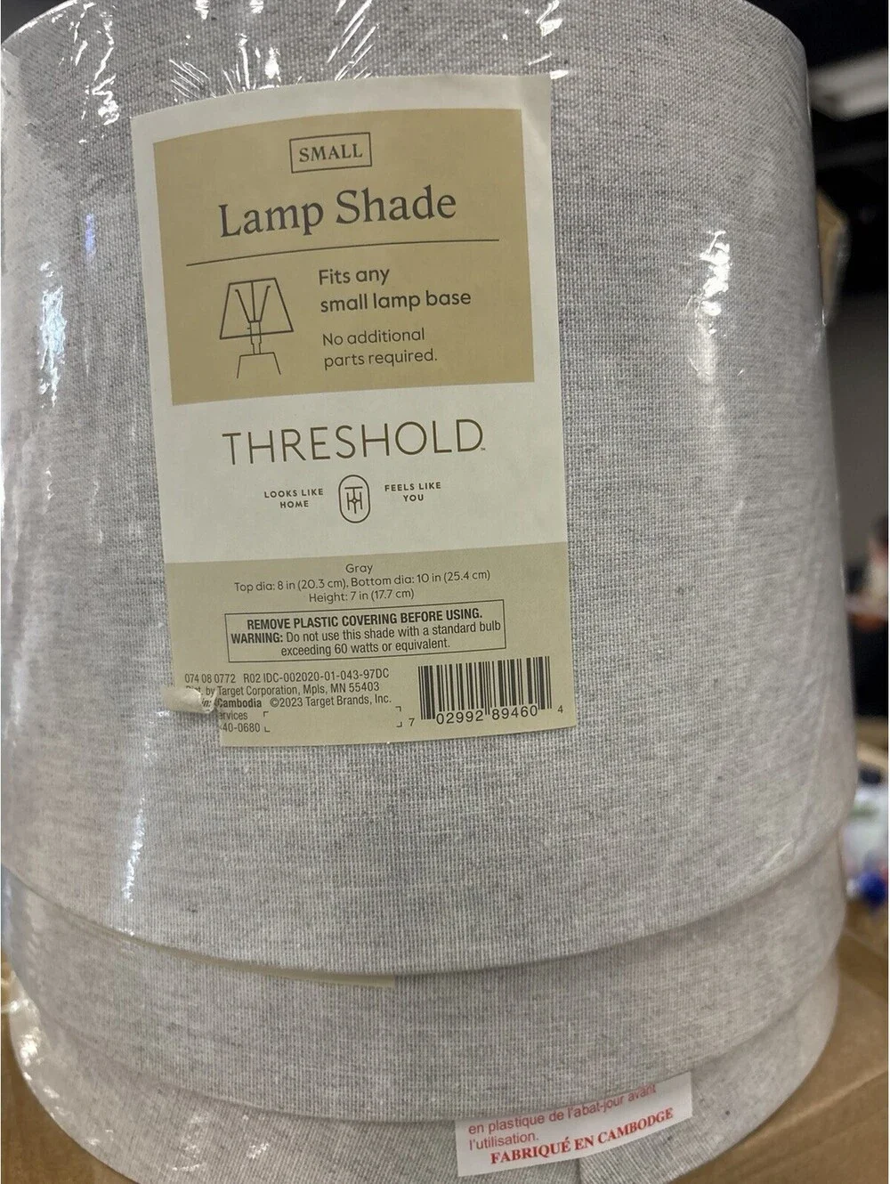 3 Threshold Gray Linen Drum Lamp Shade 8x10x7in Solid Color for Small Lamp NEW